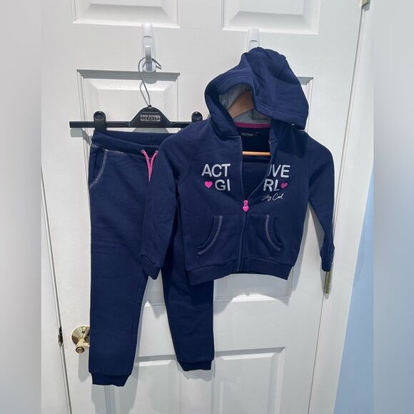Girls 2 Piece Pants and Jacket Blue navy Size 6 - Picture 1 of 5